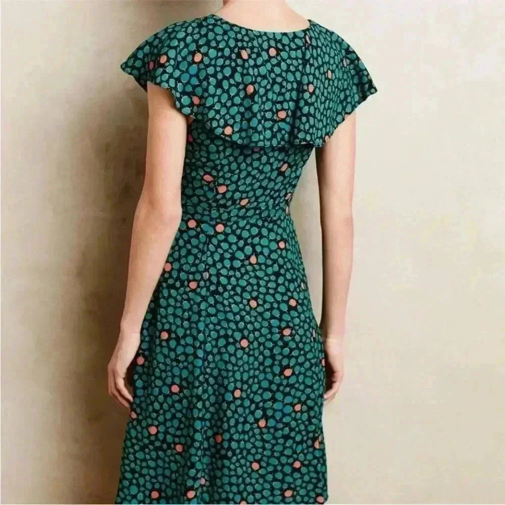 Anthropologie Romantic Ruffled Wrap Dress Floral Print Cocktail Party Size 4‎ - Picture 10 of 16